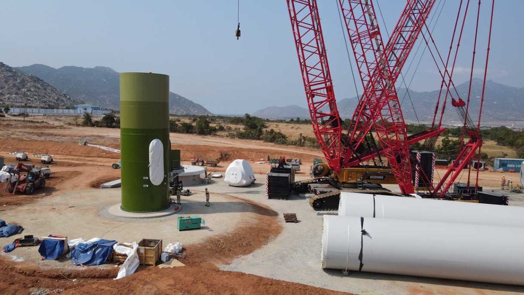 pre assembly crane rental for wind project in vietnam