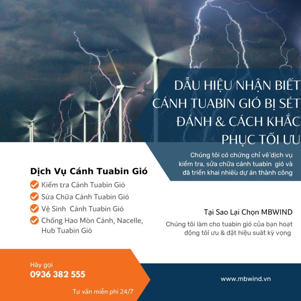 Dấu hiệu nhận biết cánh tuabin gió bị sét đánh